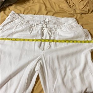 White linen wide leg pants.